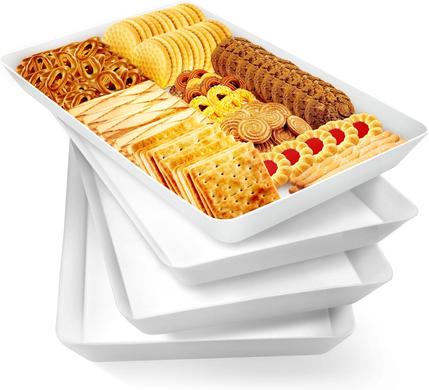 Serving Trays, Serving Platters, Plastic Trays - 4 Pcs Serving Trays, Serving Platters, Plastic Trays - 4 Pcs